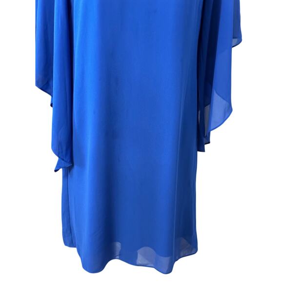 Marina Shift Dress Drape Neckline Lightweight Chiffon Fabric Blue Women's 4 NWOT - Picture 6 of 11